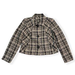 CAbi Corporate Tweed Blazer Jacket Style 630 Black White Womens Medium